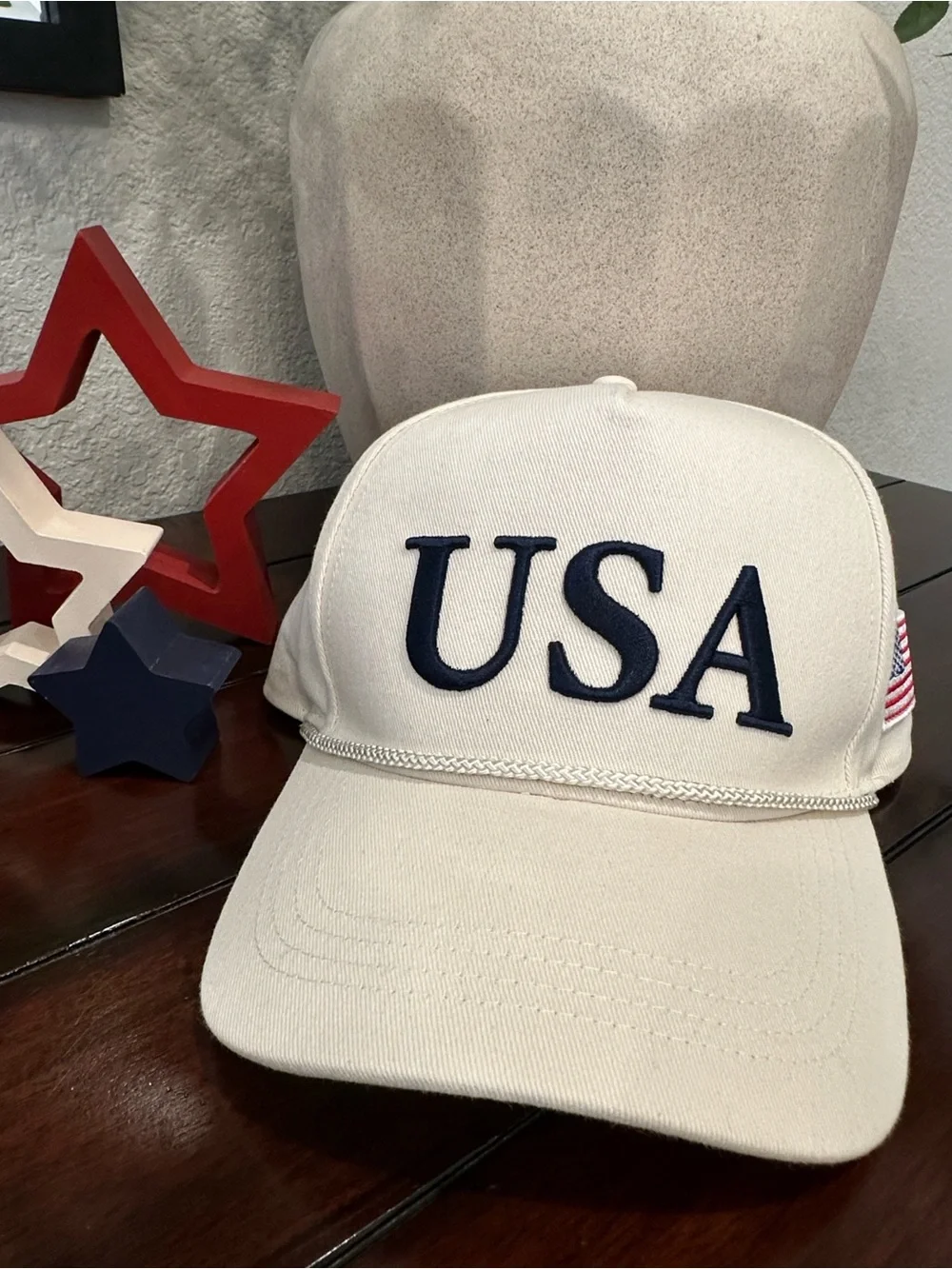 David and Young Cream Baseball Cap with USA